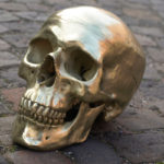 <p><strong>Skull, ABS, PS real metal coating brass, polished</strong></p>

